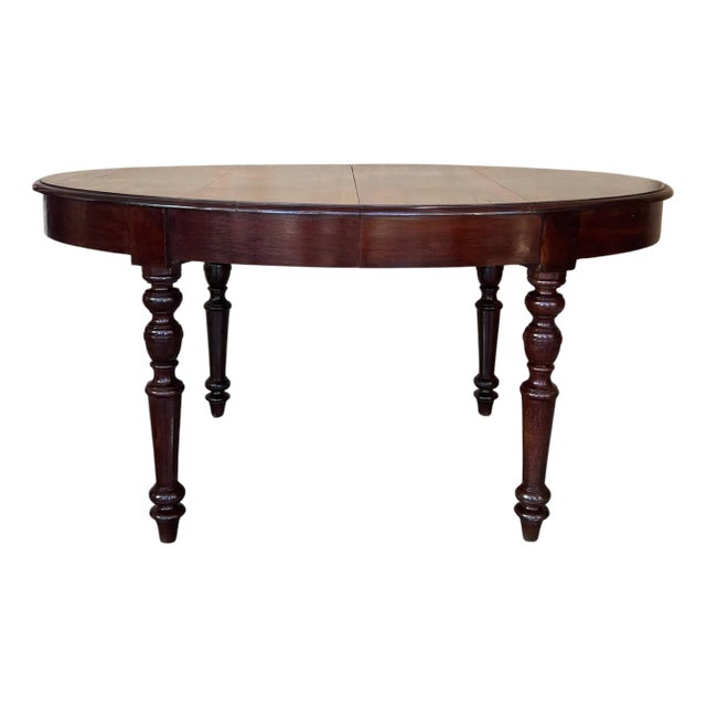 Antique Spanish Oval Round Dining Table with Four Legs For Sale