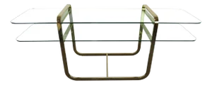 1970s Mid-Century Modern DIA Brass and Glass 2-Tier Console Table