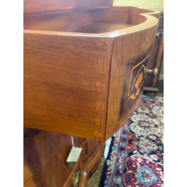 Late 20th Century Vintage Italian Mixed Wood Inlay Serpentine Commode Chest For Sale - Image 12 of 12
