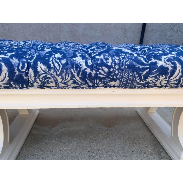 Wood Mid Century Neoclassical Ottoman or Bench Upholstered in Ralph Lauren For Sale - Image 7 of 12