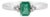 Dainty Natural Emerald & Diamond Prong Ring in 925 Silver - Size 8 For Sale