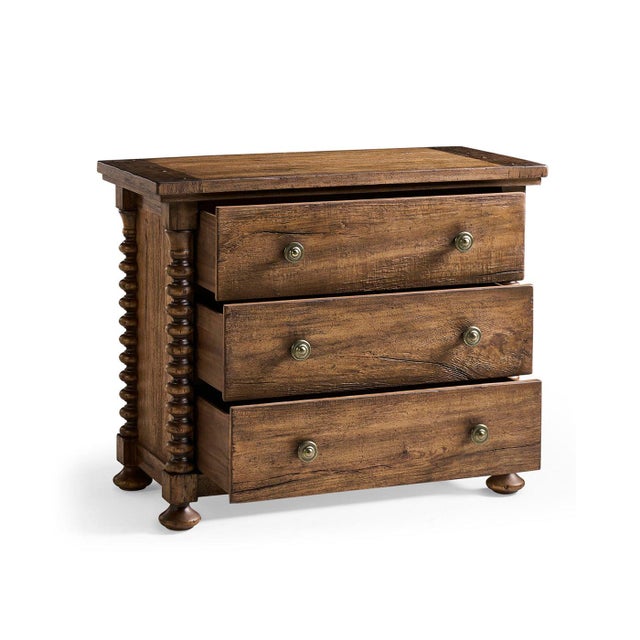 Wide Bobbin-Turned 3-Drawer Nightstand For Sale - Image 4 of 11