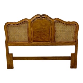 Vintage Thomasville French Provincial Style Walnut & Oak Queen Size Headboard For Sale
