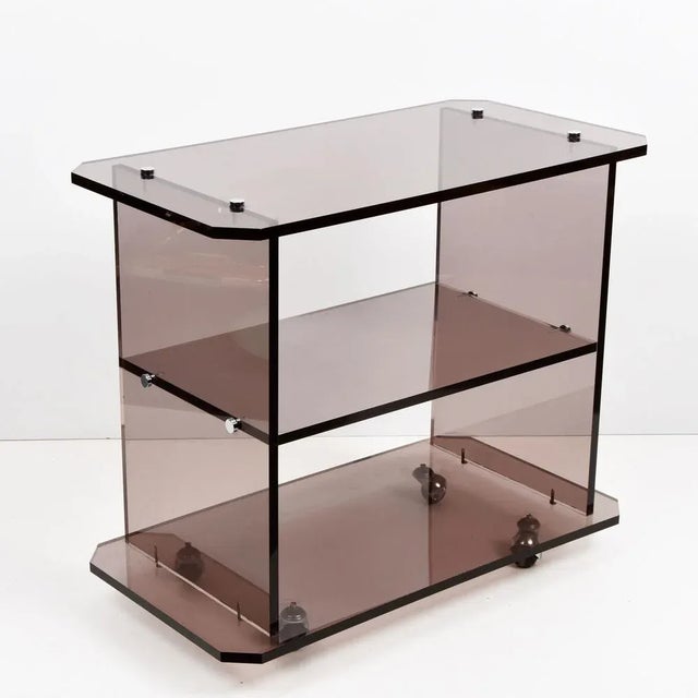 Mid-Century Italian Smoked Acrylic Glass Serving Trolley, 1980s For Sale - Image 10 of 18