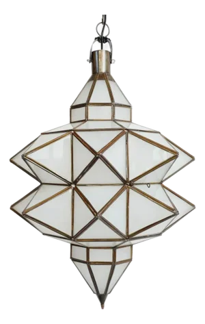 Vintage Double Prism Indian Frosted Glass Pendant Light