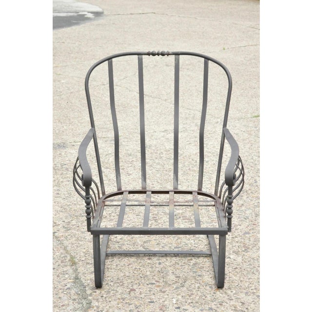 Meadowcraft Athens Deep Seating Wrought Iron High Back Spring Patio Lounge Chair For Sale - Image 12 of 12