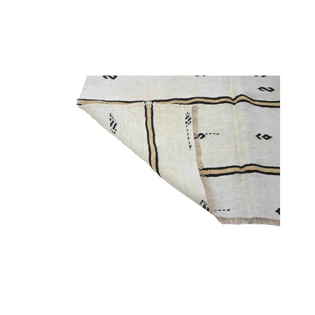 Striped Vintage Black White Hemp Rug - 5`9" X 10`8" For Sale - Image 4 of 6