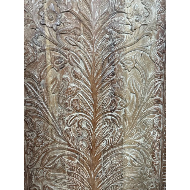 Mid-Century Modern Hand-Carved Tree of Life Wooden Wall Decor Panel With Birds & Floral Motif | Rustic Wellness Art For Sale - Image 3 of 8