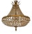 Large Antique Empire Gilt Brass Chandelier with Crystal Beads and Pineapple Finial, France, 1880-1920 For Sale