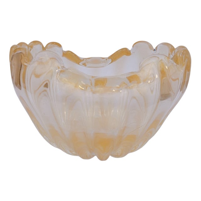 Murano Glass Centerpiece Cup with Gold Leaf Design, 1990s For Sale