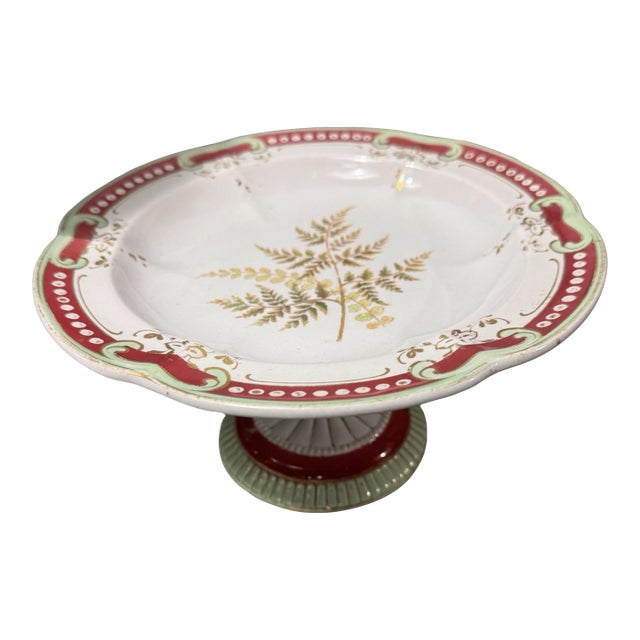 Antique Old Paris Porcelain Leaf Decorated Compote Serving Dish For Sale
