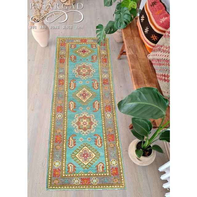 Fine Hand Knotted Kazak Runner 2' X 6'1'' For Sale - Image 4 of 4