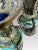 Chinese Jingfa Blue & Gold 'Dragon Back' Cloisonne Beaker Form Vases With Auspicious Cranes & Lotus - A Pair on Wood Stands For Sale - Image 10 of 12