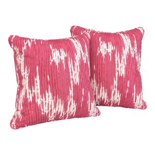 Abstract Print Pink Pillows — Pair For Sale