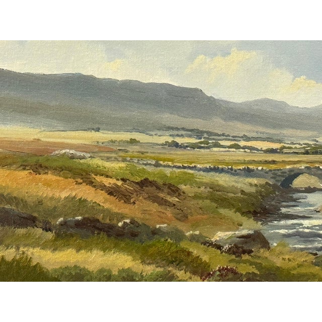 Late 20th Century Painting of Mountain Cottages by River in Ireland by 20th Century Irish Artist 1990 Circa For Sale - Image 5 of 18