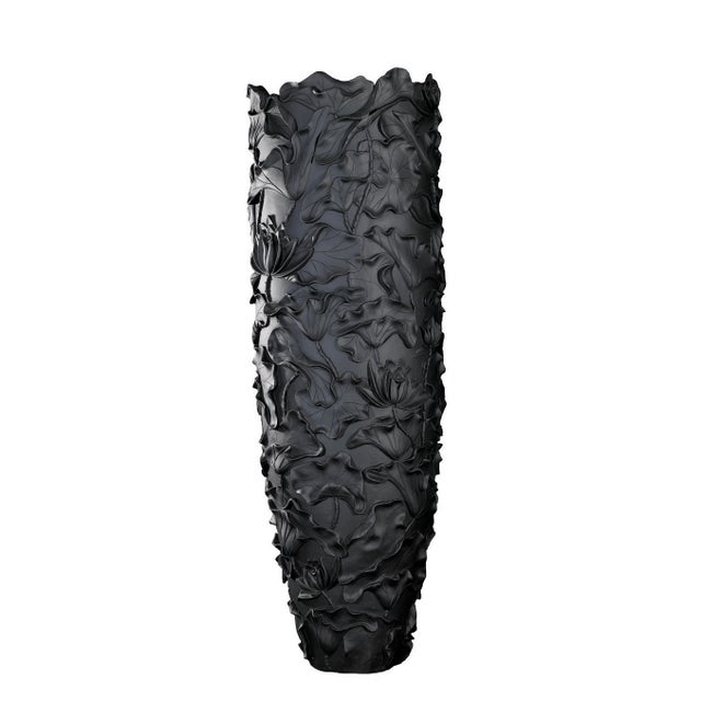 Large Obice Lotus Vase in Resin & Matt Black from VGnewtrend For Sale - Image 4 of 4