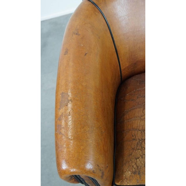 Animal Skin Brown Leather Club Chair For Sale - Image 7 of 12