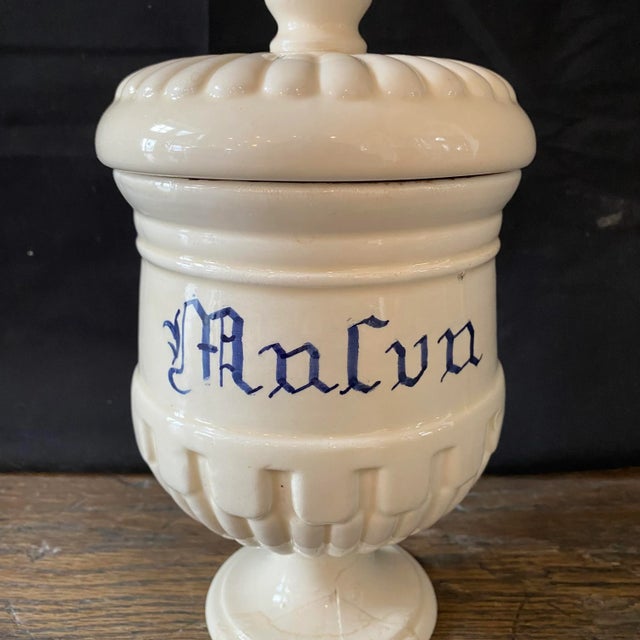 Italian Antique Italian Apothecary Jar Venetian Malva Porcelain Urn Large For Sale - Image 3 of 14