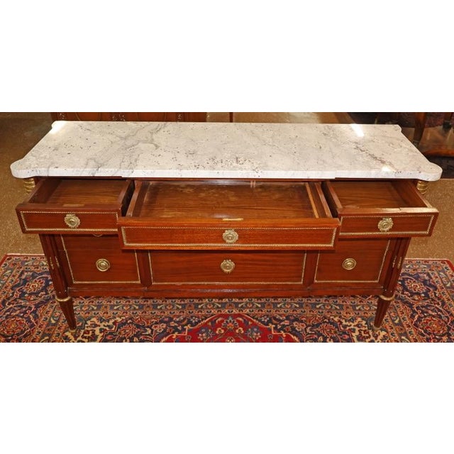 1950s Hollywood Regency French Directoire Style Marble Top Commode Attributed Jansen For Sale In New York - Image 6 of 13
