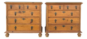 Milling Road by Baker Furniture 19th Century Antique Pine William & Mary Dresser Set, 2 Pieces