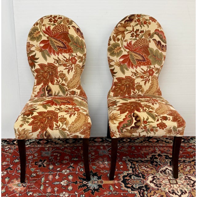 Jacobean Contemporary Floral Side Chairs, a Pair For Sale - Image 3 of 12