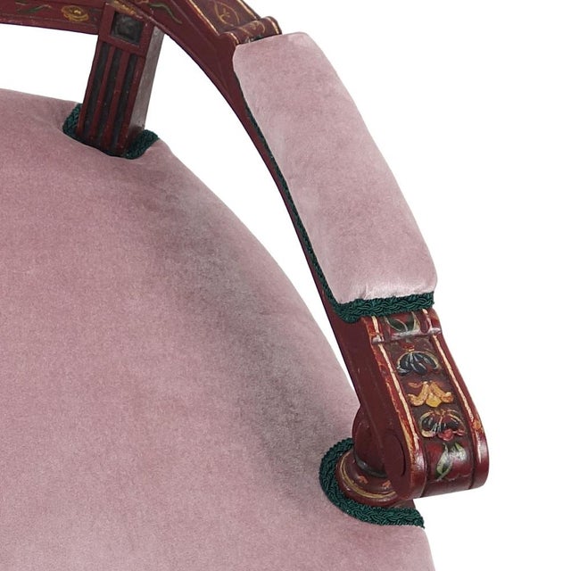 Brown Antique Low Biedermeier Chair with Hindeloopen Paintwork For Sale - Image 8 of 14