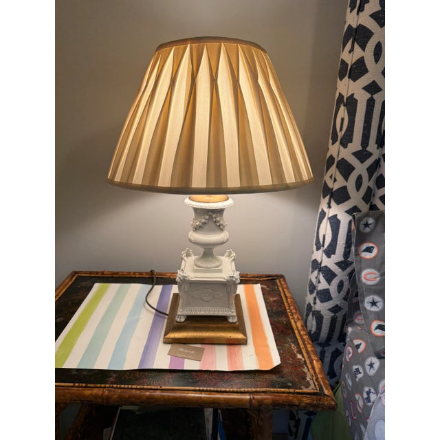 White Pair of White Porcelain Flower Encrusted Lamps For Sale - Image 8 of 8