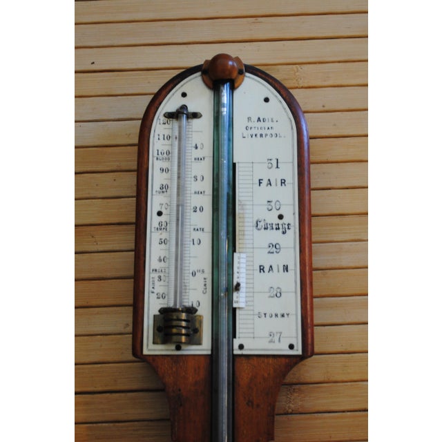 Beautiful English Stick Barometer/Thermometer by R. Adie Optican Liverpool. It is a perfect piece for that narrow wall....