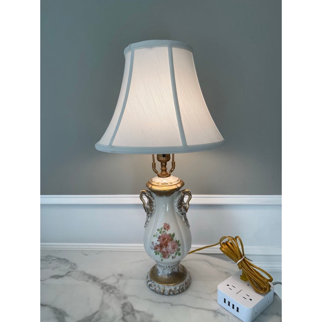 Vintage Pink and Gold Wild Rose Lamp Completely Restored For Sale - Image 12 of 12