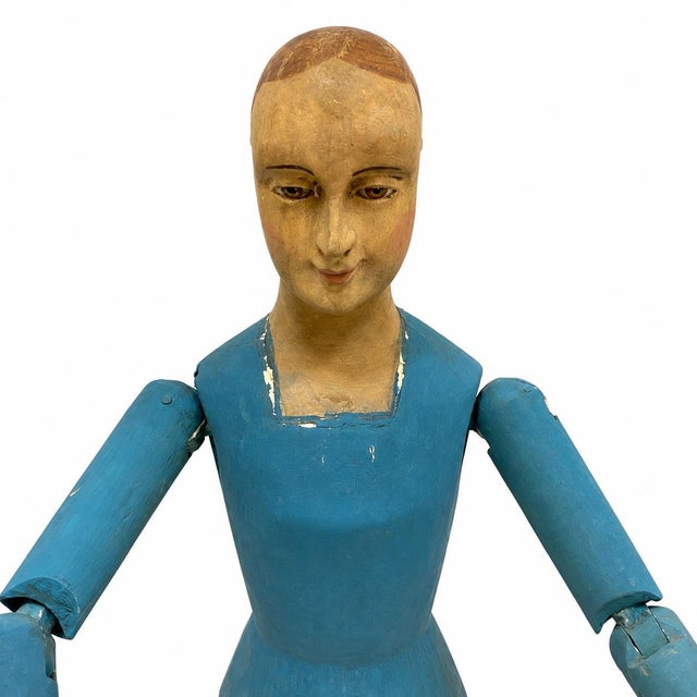 Italian Mid-Century Italian Polychrome Articulated Cage Doll Mannequin W/ Glass Eyes For Sale - Image 3 of 7