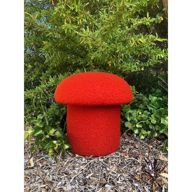 Persimmon Boucle Mushroom Ottoman For Sale - Image 9 of 12