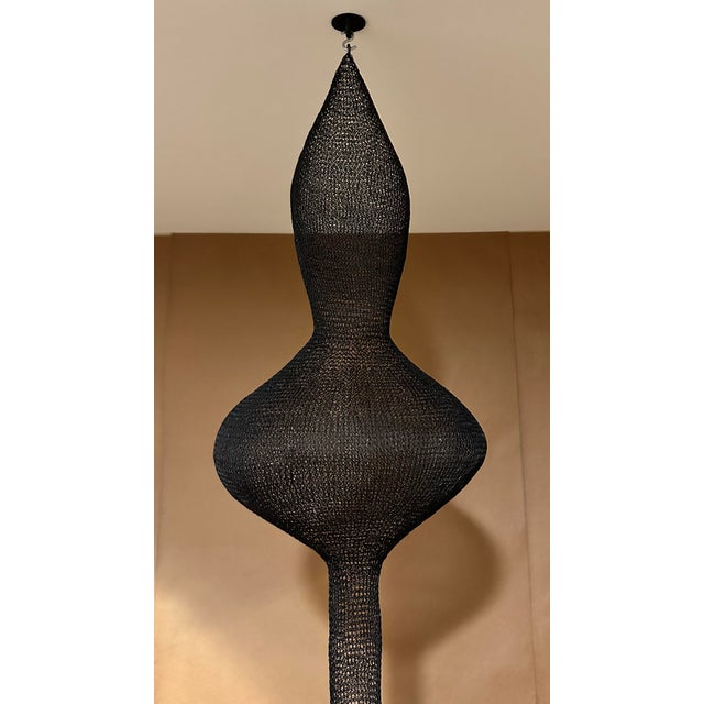 Hand knitted metal wire sculpture in matte black finish. The sculpture is most likely made around 1980-1990 and I acquired...