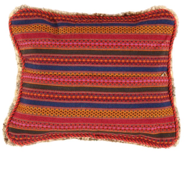 This Gabbeh pillow is made of high-quality LAMBS WOOL The piece was crafted with good workmanship. Gabbeh rugs are made by...