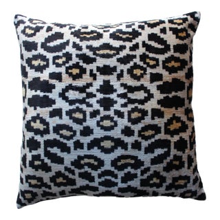 Contemporary Silk Velvet Ikat Pillow Cover Bohemian Pillow For Sale