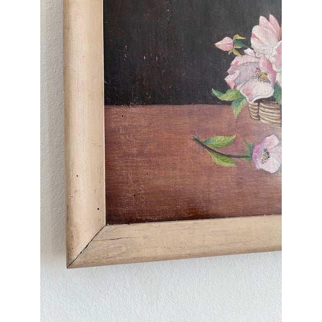 Vintage Original Flower Oil Painting, Flower Still Life - a Pair For Sale - Image 15 of 18