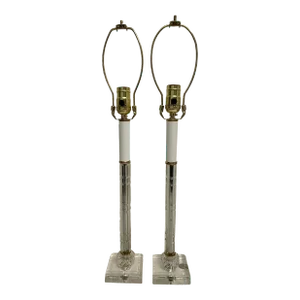 Pair of Cut Crystal & Glass Boudoir Lamps