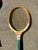 1970s Collection of Vintage Wooden Wilson Tennis Rackets With Cover and Blue and Yellow Accents For Sale - Image 5 of 9