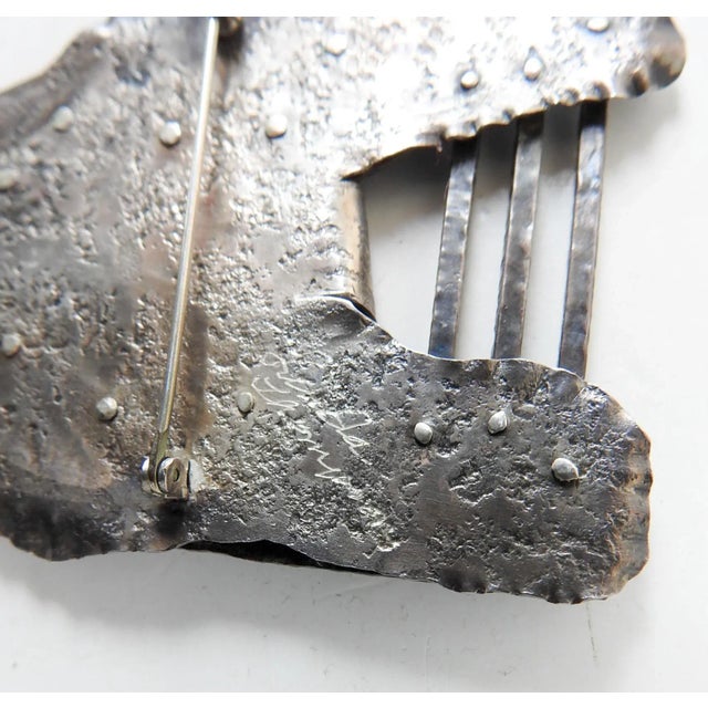 Vintage 1990's Large Sculptural Sterling and Copper Studio Brooch For Sale - Image 4 of 5