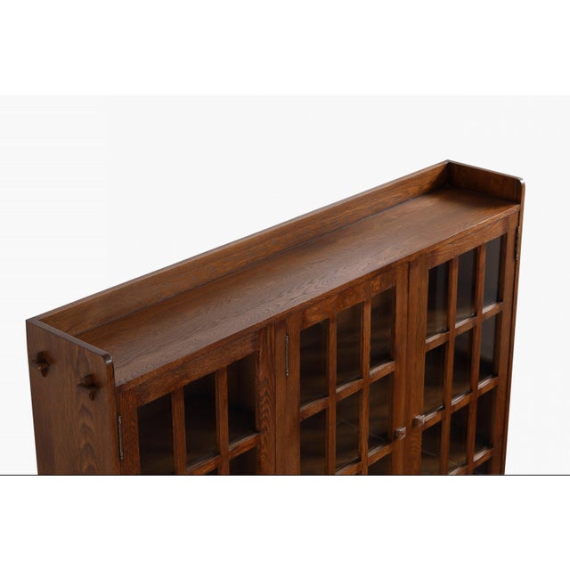 Mission Mission Oak 3 Door Display Bookcase For Sale - Image 3 of 14