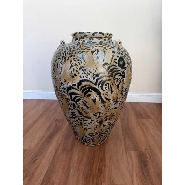 20th Century Cheetah Motif Ceramic Urn For Sale - Image 15 of 17