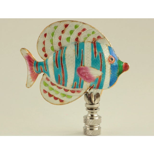 Not Yet Made - Made To Order Striped Blue & White Angelfish Lamp Finial For Sale - Image 5 of 5