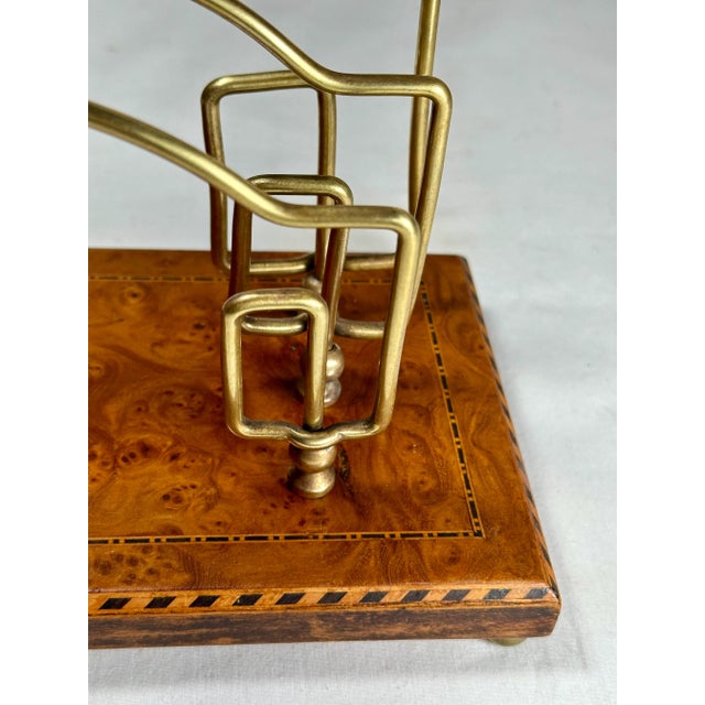 Art Deco French Brass Birdseye Maple Marquetry Desk Letter Holder. For Sale - Image 10 of 12