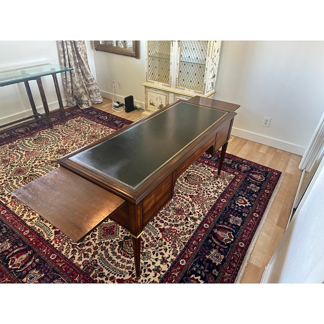 Early 20th Century John Widdicomb Mahogany Partner's Desk With Leather Top and Pull-Out Writing Slides For Sale - Image 15 of 16