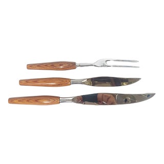 Vintage Deeredge Sert Firth Sheffield England Stainless Steel Carving Cutlery- 3 Pieces For Sale