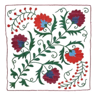 18"x20" Hand Embroidered 100% Cotton Cushion Cover. Contemporary Lace Pillow For Sale