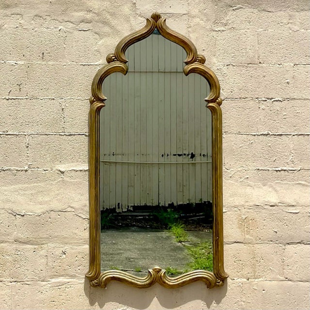 Moroccan Late 20th Century Vintage Temple Gilt Mirror For Sale - Image 3 of 12
