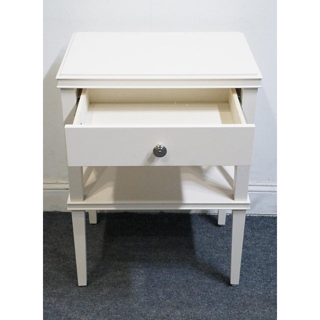 Pottery Barn Pottery Barn Clara Lattice Collection Contemporary Modern 21" Nightstand in Sky White Finish For Sale - Image 4 of 13