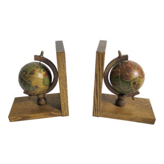 Italian Spinning Globe Bookends - A Pair For Sale