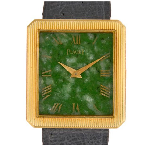Art Deco 1970s Piaget Protocole Jade Dial 18k Gold 25mm Vintage Watch For Sale - Image 3 of 9