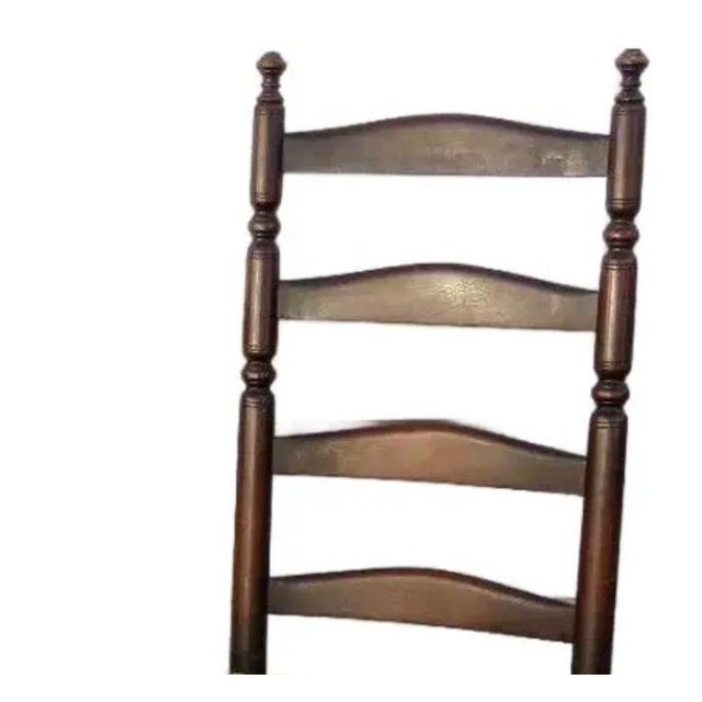 American Antique 19th Century American Primitive Four Slat Ladderback Chair - 43” For Sale - Image 3 of 8